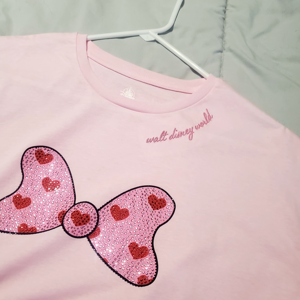 Pink Disney Minnie Mouse T-Shirt with Sequin Bow